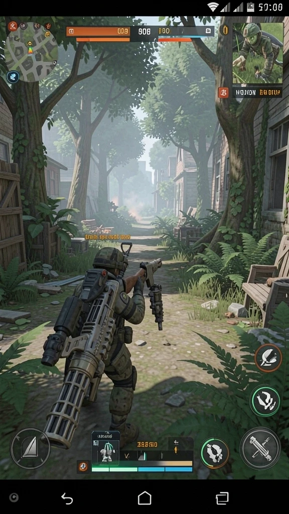 Screenshot menunjukkan karakter utama dalam misi epik.