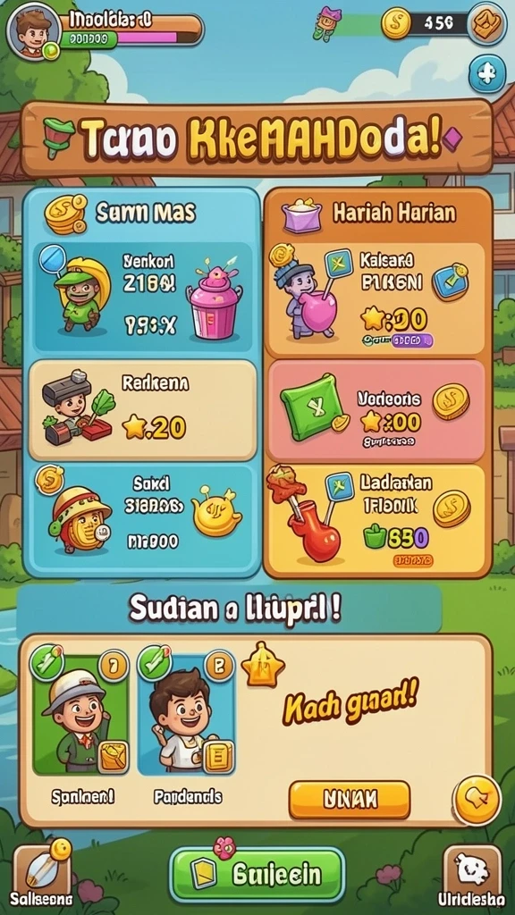 Screenshot 1 menunjukkan tampilan antarmuka utama game.