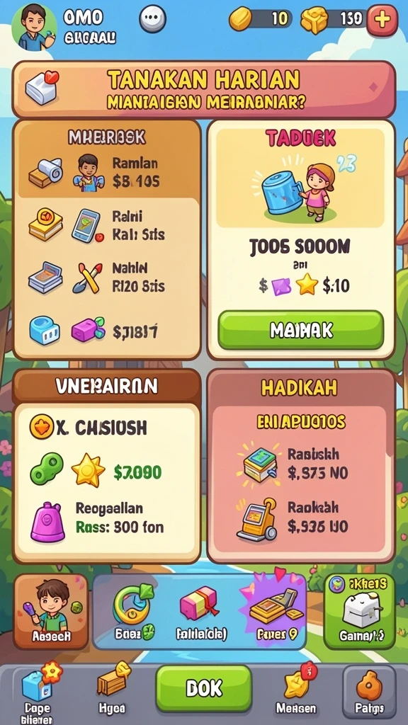 Tangkapan layar menunjukkan level menantang dalam JUTA7.