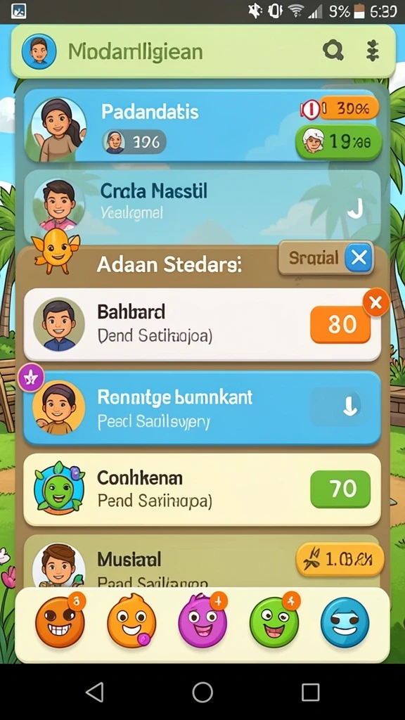 Tampilan utama aplikasi dengan berbagai pilihan permainan.